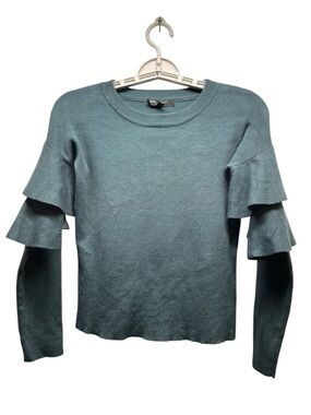 Romeo & Juliet Couture Green Ruffled Fitted Blouse size S